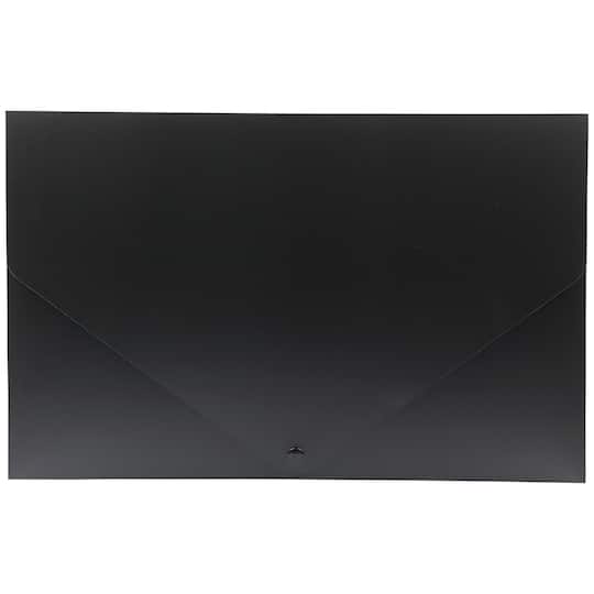 JAM Paper Black 11" x 17" Snap Closure Plastic Portfolio